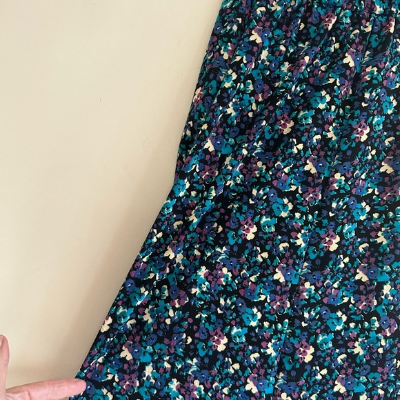 Floral A-Line Bohemian Flow Women's Navy Rayon Skirt Size Large LCSW Camrose - Picture 10 of 12
